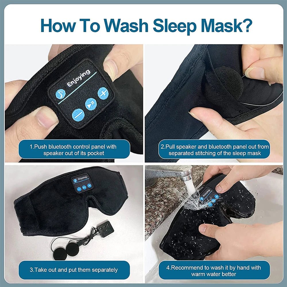 Sleep Mask In 3D with Bluetooth for side sleepers