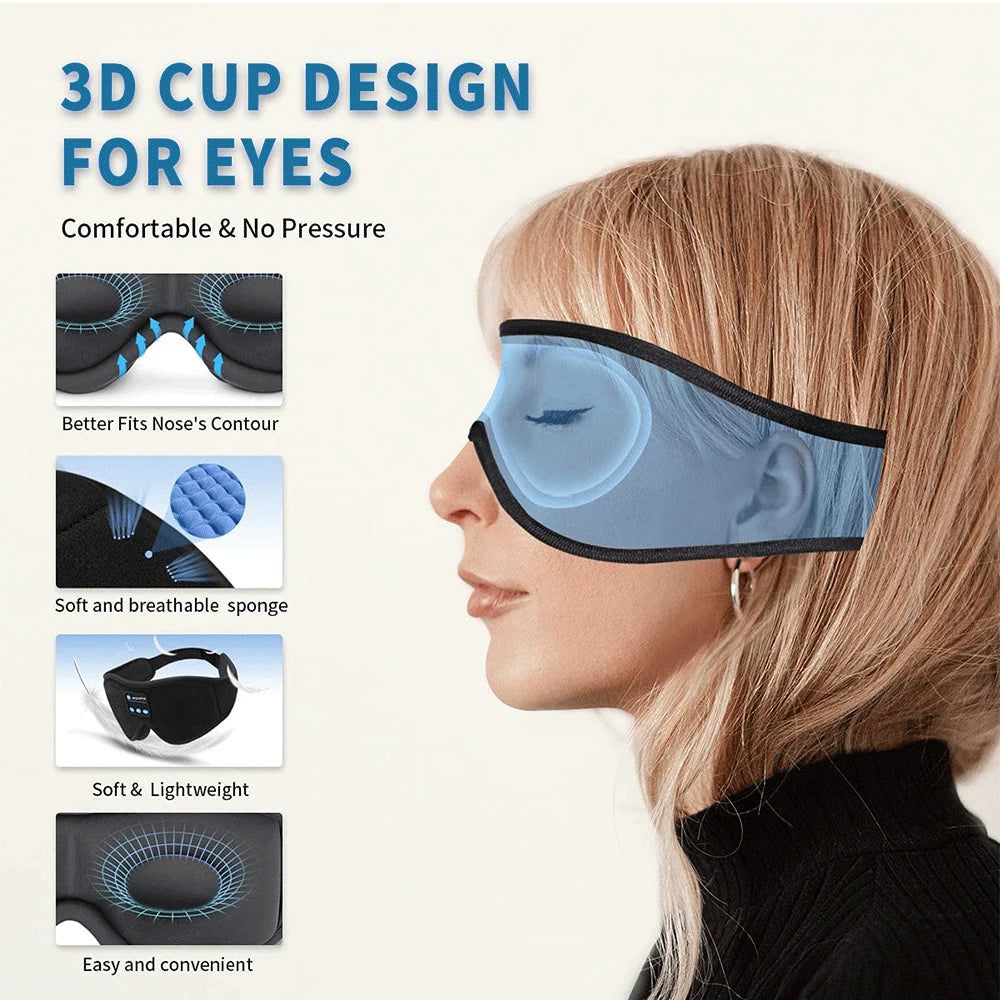 Sleep Mask In 3D with Bluetooth for side sleepers